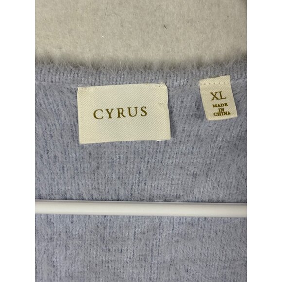 Cyrus Womens XL Fuzzy Button Cardigan Sweater Light Blue - Picture 3 of 11